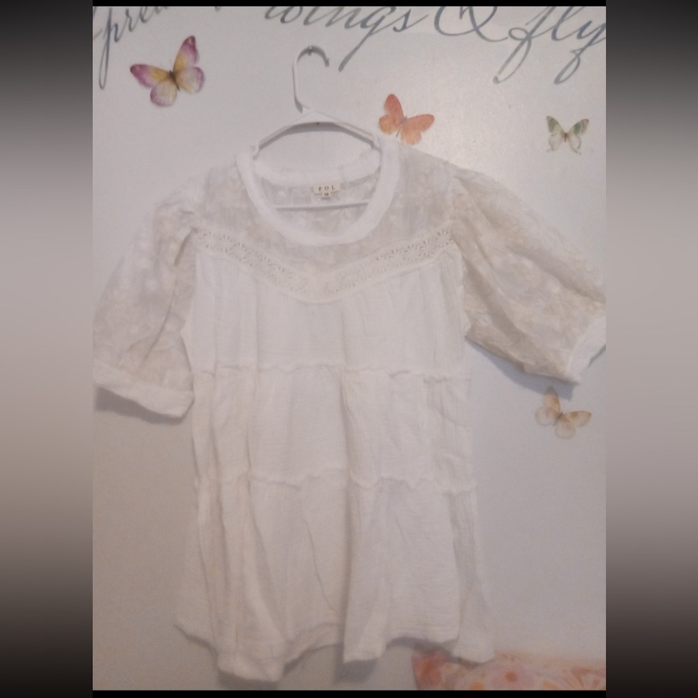 POL White Lace Detail Top NWOT